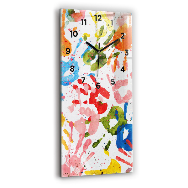Modern vertical wall clock Children's handprints