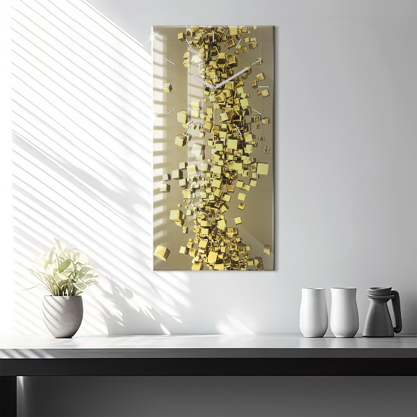 Modern vertical wall clock Golden squares