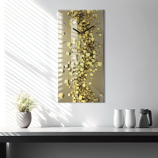 Modern vertical wall clock Golden squares