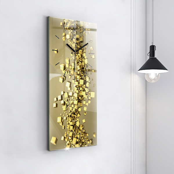 Modern vertical wall clock Golden squares