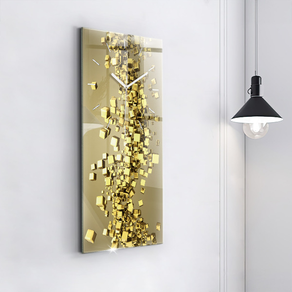 Modern vertical wall clock Golden squares