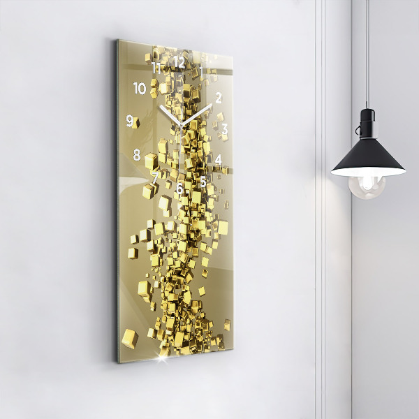 Modern vertical wall clock Golden squares