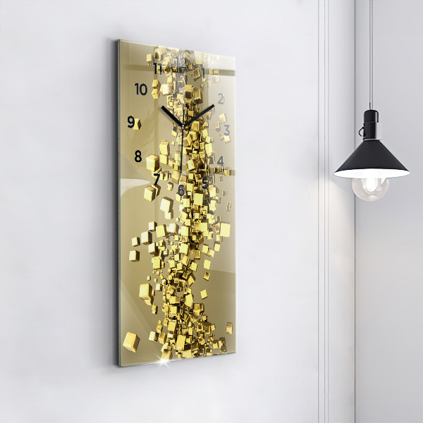 Modern vertical wall clock Golden squares