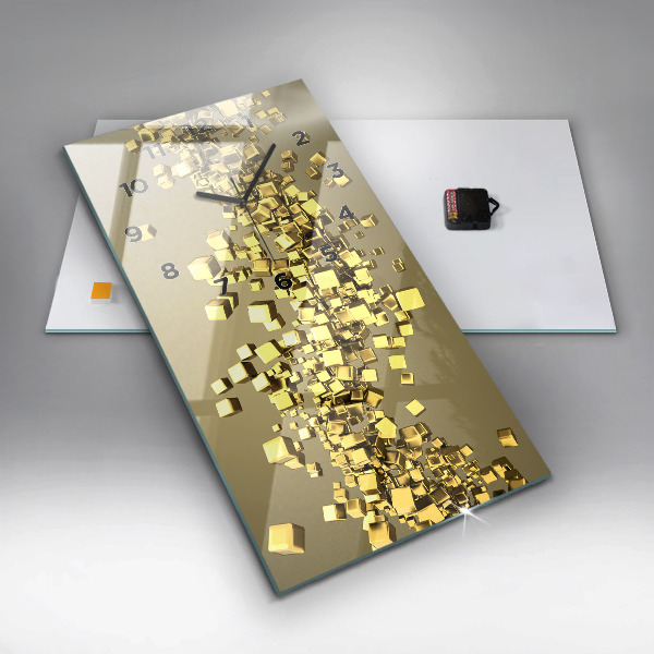 Modern vertical wall clock Golden squares