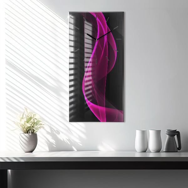 Modern vertical wall clock Pink abstraction