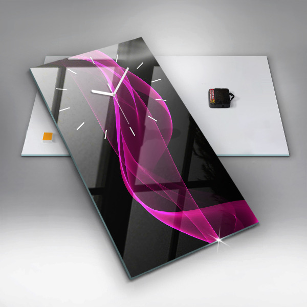 Modern vertical wall clock Pink abstraction