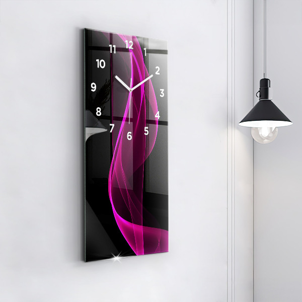 Modern vertical wall clock Pink abstraction