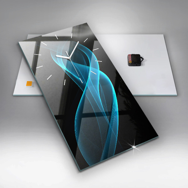 Modern vertical wall clock Blue abstraction