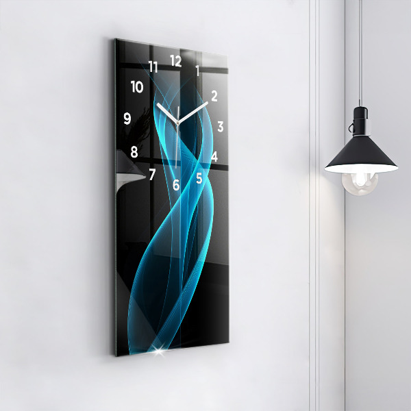 Modern vertical wall clock Blue abstraction