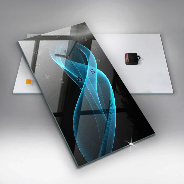 Modern vertical wall clock Blue abstraction