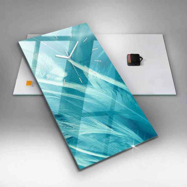 Modern vertical wall clock Green turquoise vintage