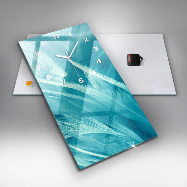 Modern vertical wall clock Green turquoise vintage