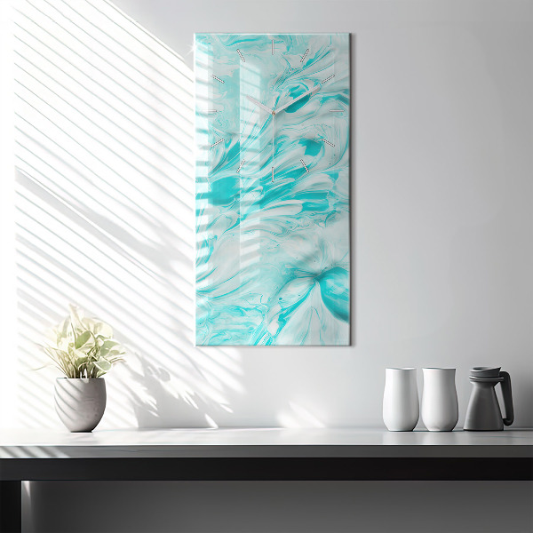 Modern vertical wall clock Blue abstraction