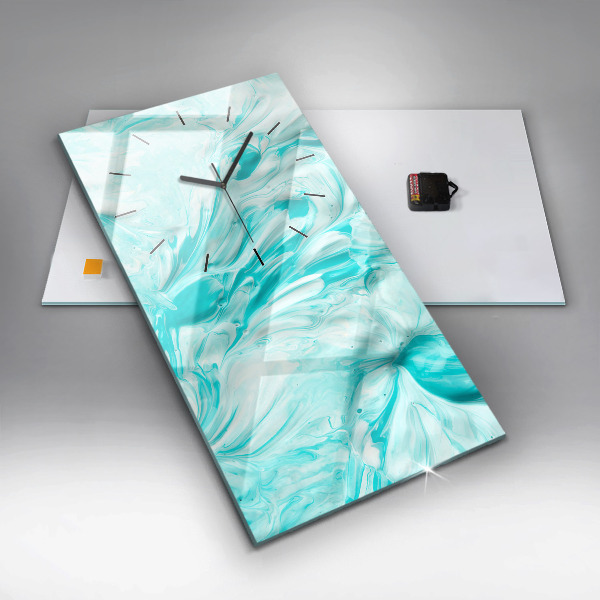 Modern vertical wall clock Blue abstraction