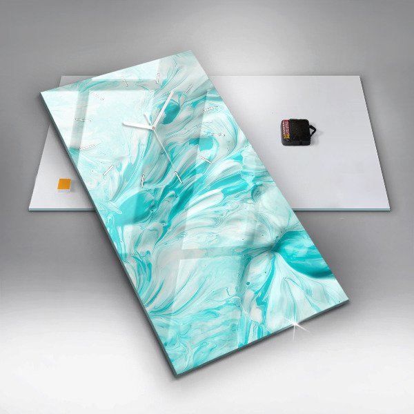 Modern vertical wall clock Blue abstraction