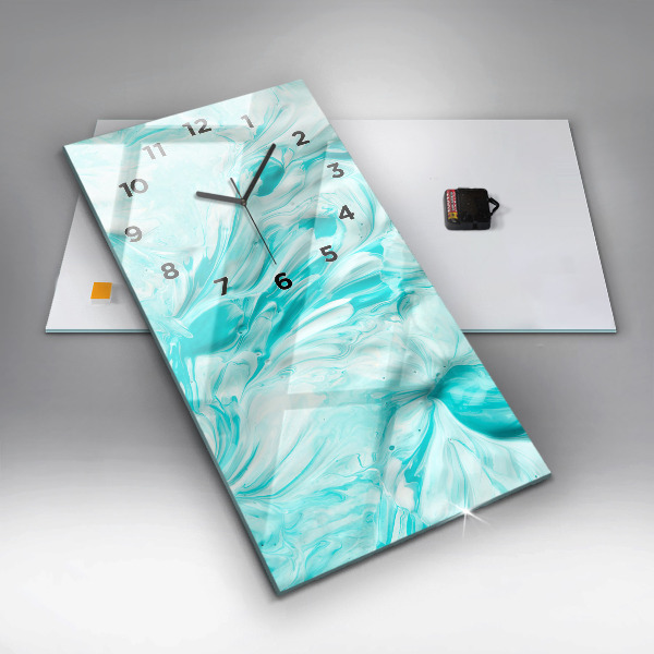 Modern vertical wall clock Blue abstraction