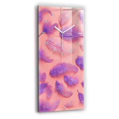 Modern vertical wall clock Colorful feathers