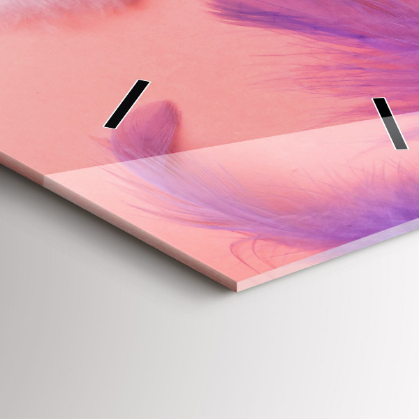 Modern vertical wall clock Colorful feathers