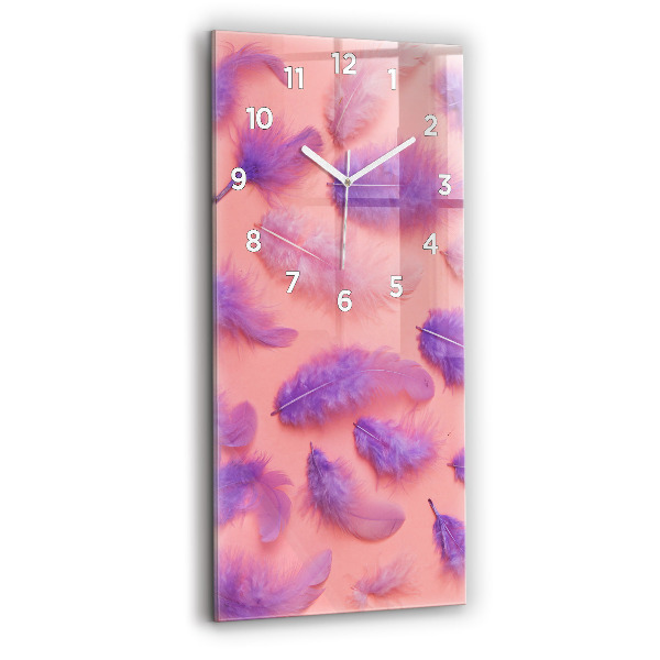 Modern vertical wall clock Colorful feathers