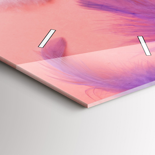 Modern vertical wall clock Colorful feathers