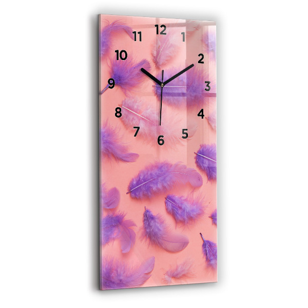 Modern vertical wall clock Colorful feathers