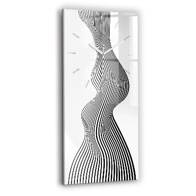 Modern vertical wall clock Black and white art