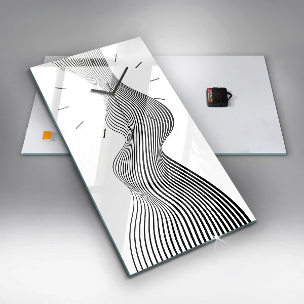 Modern vertical wall clock Black and white art