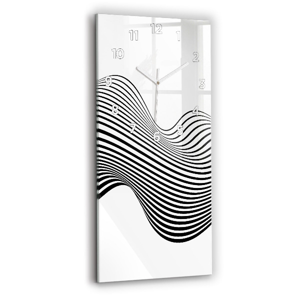 Modern vertical wall clock Black and white art