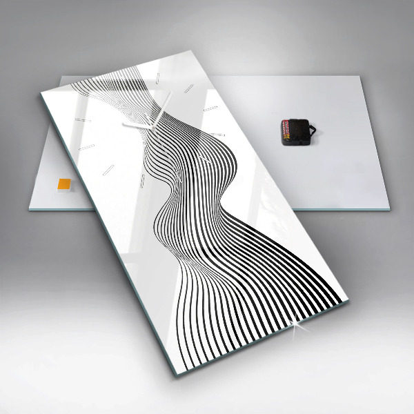 Modern vertical wall clock Black and white art