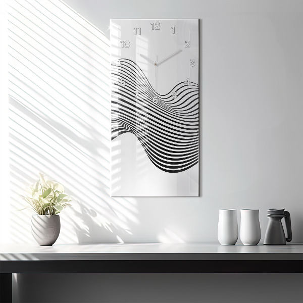 Modern vertical wall clock Black and white art
