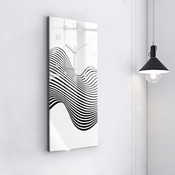 Modern vertical wall clock Black and white art