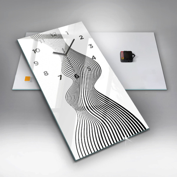 Modern vertical wall clock Black and white art