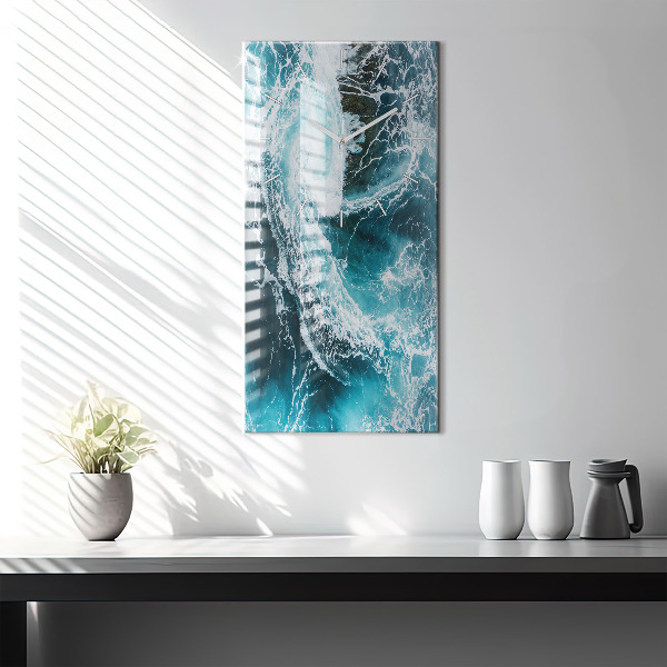 Modern vertical wall clock Swirling foamy waves
