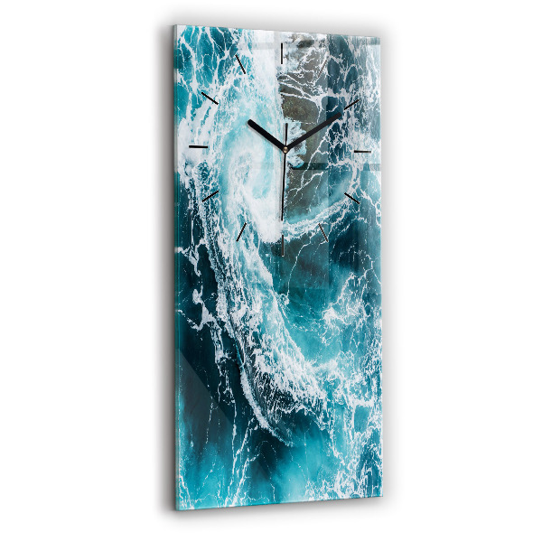 Modern vertical wall clock Swirling foamy waves
