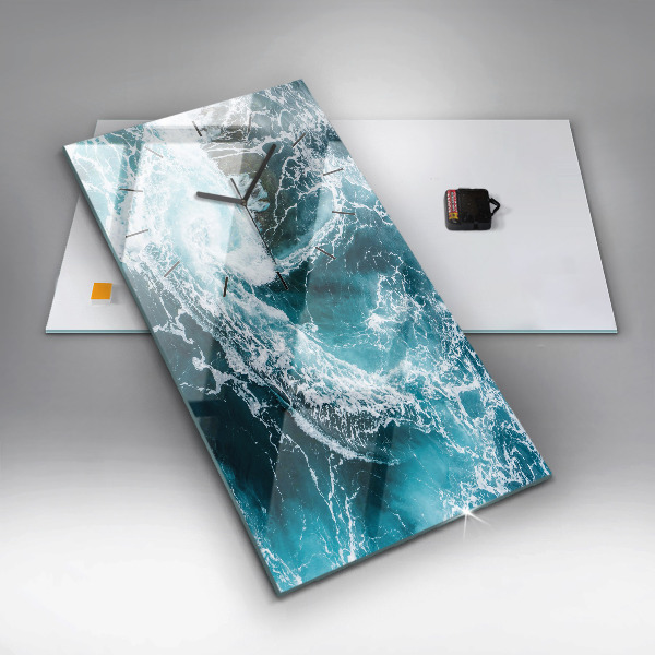 Modern vertical wall clock Swirling foamy waves