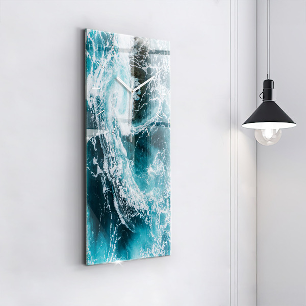 Modern vertical wall clock Swirling foamy waves