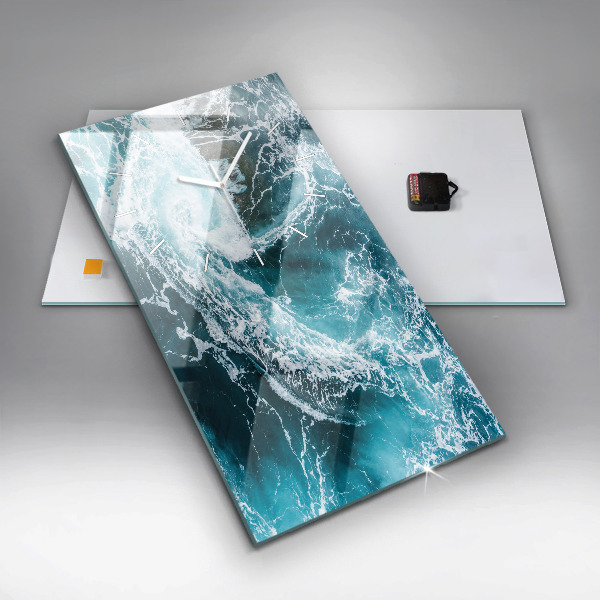 Modern vertical wall clock Swirling foamy waves