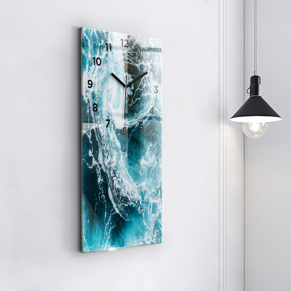 Modern vertical wall clock Swirling foamy waves