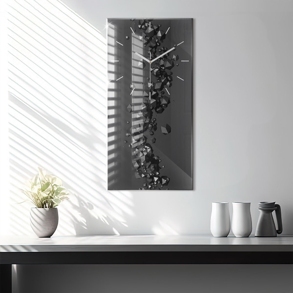 Modern vertical wall clock Black abstraction