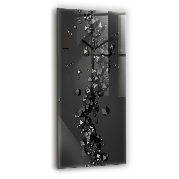 Modern vertical wall clock Black abstraction