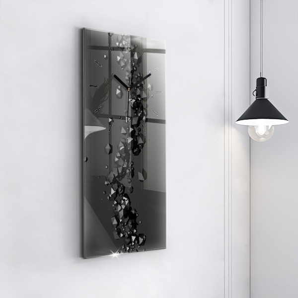 Modern vertical wall clock Black abstraction