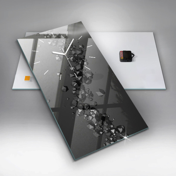 Modern vertical wall clock Black abstraction