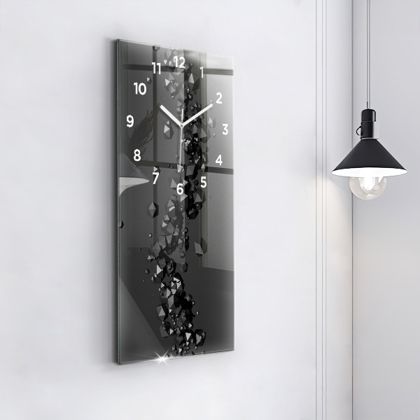 Modern vertical wall clock Black abstraction
