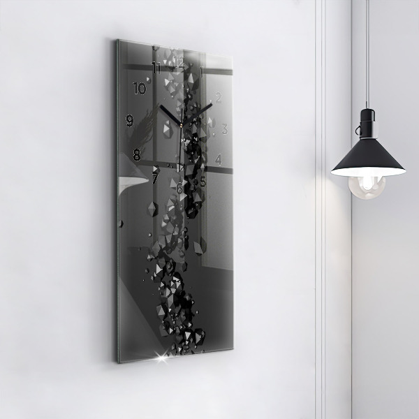 Modern vertical wall clock Black abstraction