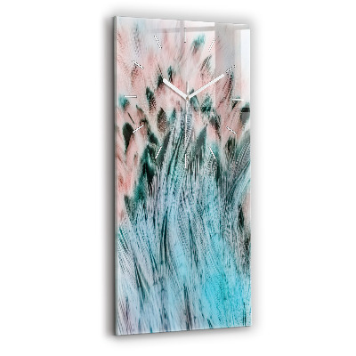 Modern vertical wall clock Colorful feathers