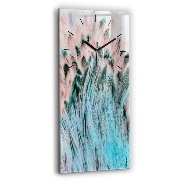 Modern vertical wall clock Colorful feathers