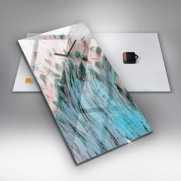 Modern vertical wall clock Colorful feathers