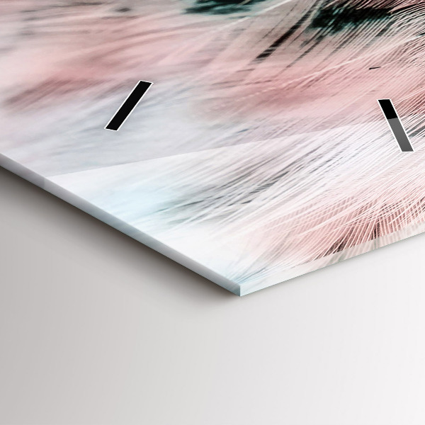 Modern vertical wall clock Colorful feathers