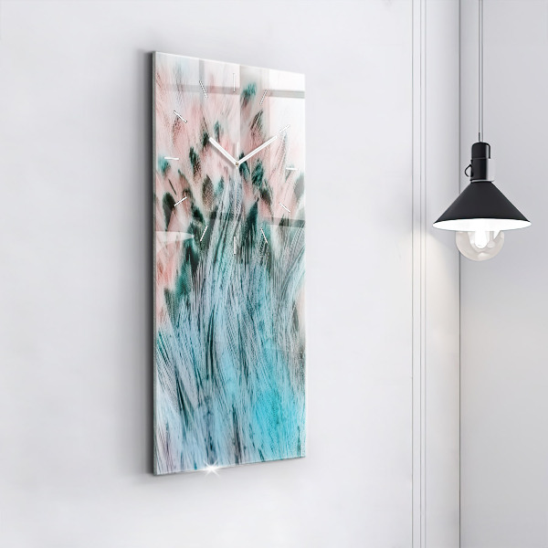 Modern vertical wall clock Colorful feathers