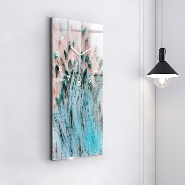 Modern vertical wall clock Colorful feathers